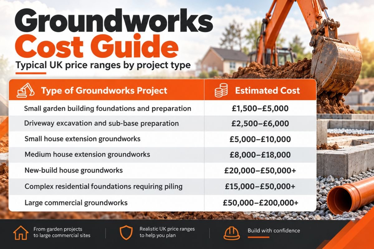 Average Groundworks Costs in the UK